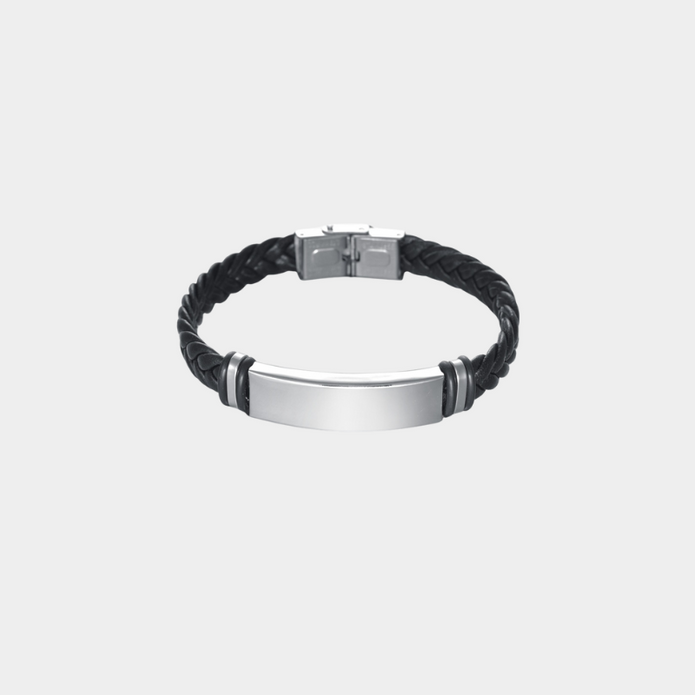 Bracelet Homme à graver – Modèle John (cuir tressé)
