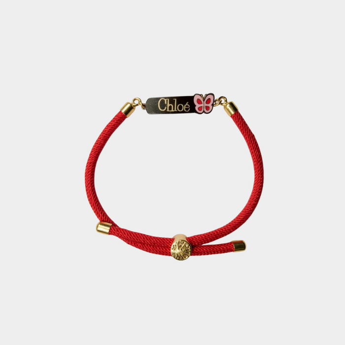 "Lola" girl's bracelet - Red cord &amp; stainless steel