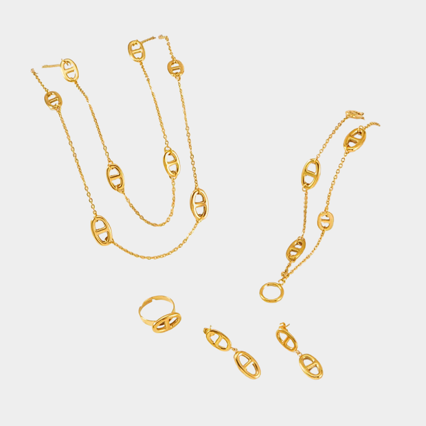 Parure LIVIA (collier, bracelet, bague, boucles d’oreilles)