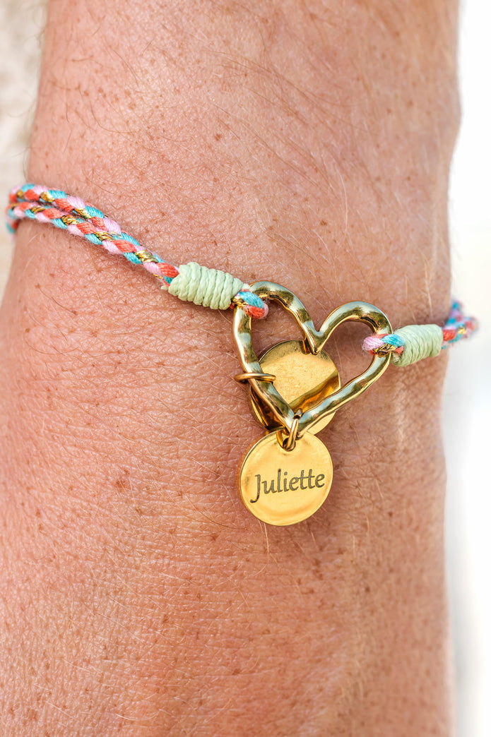 Bracelet Lisa – Cœur & breloques gravées