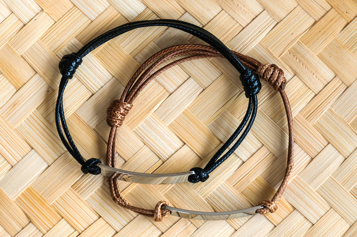 Bracelet Homme à graver – Modèle Tom (cordon ajustable)