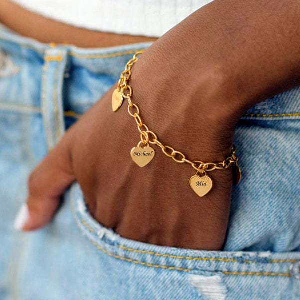 Bracelet Family Love – 3 cœurs à graver