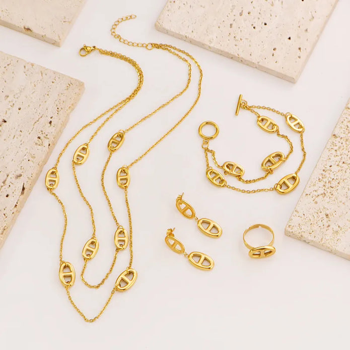 Parure LIVIA (collier, bracelet, bague, boucles d’oreilles)